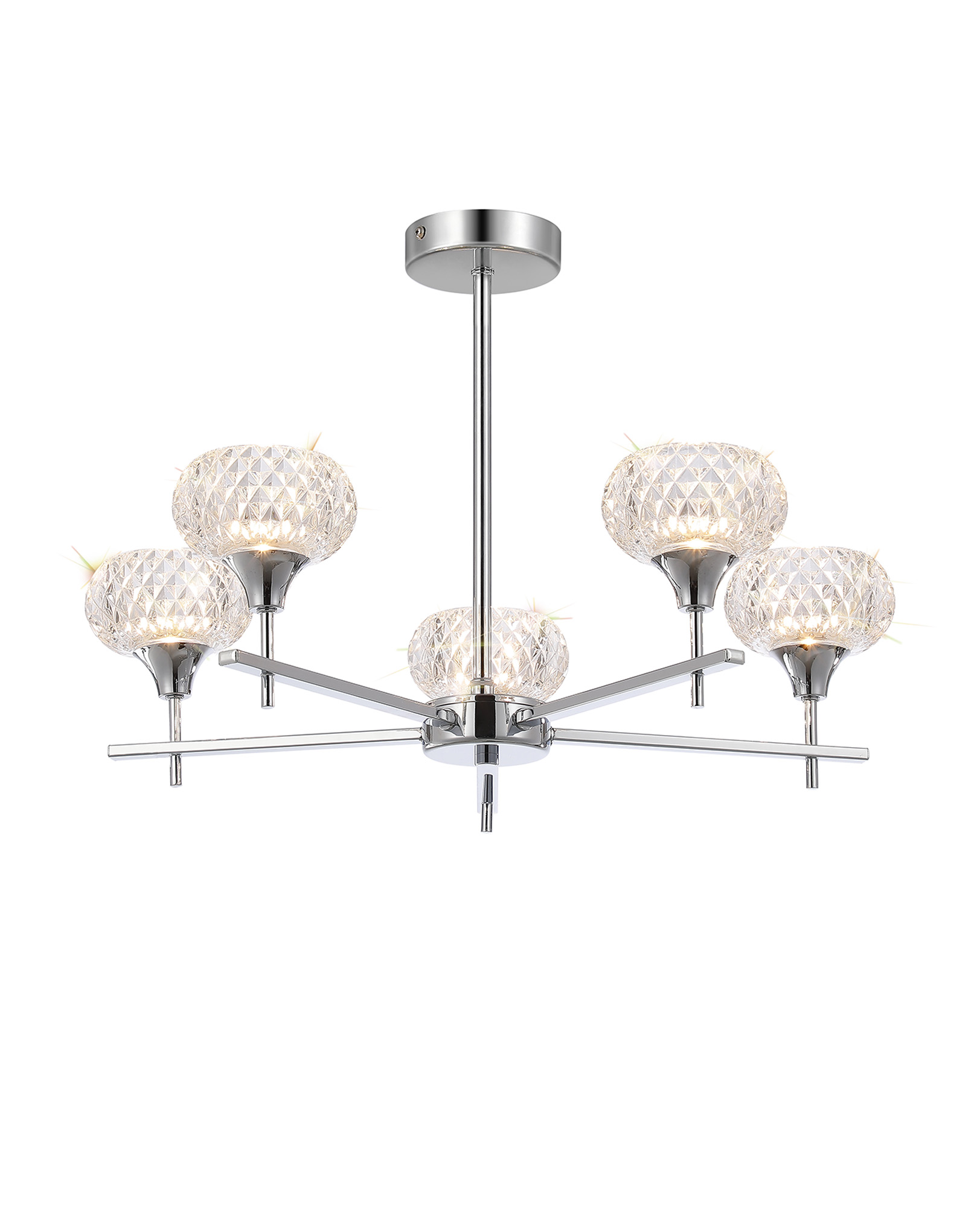 D0847CH  Aria Glass Fixed Pendant 5 Light IP44 Polished Chrome